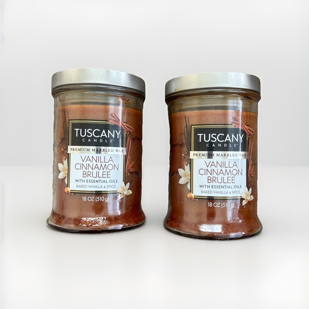 18 oz Vanilla Cinnamon Brulee Scented Jar Candle Long-Lasting Home Fragrance 2pk
